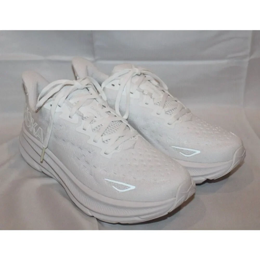 HOKA CLIFTON 9 WOMEN'S‎ WWH WHITE RUNNING ATHLETIC SNEAKERS SZ 7 B